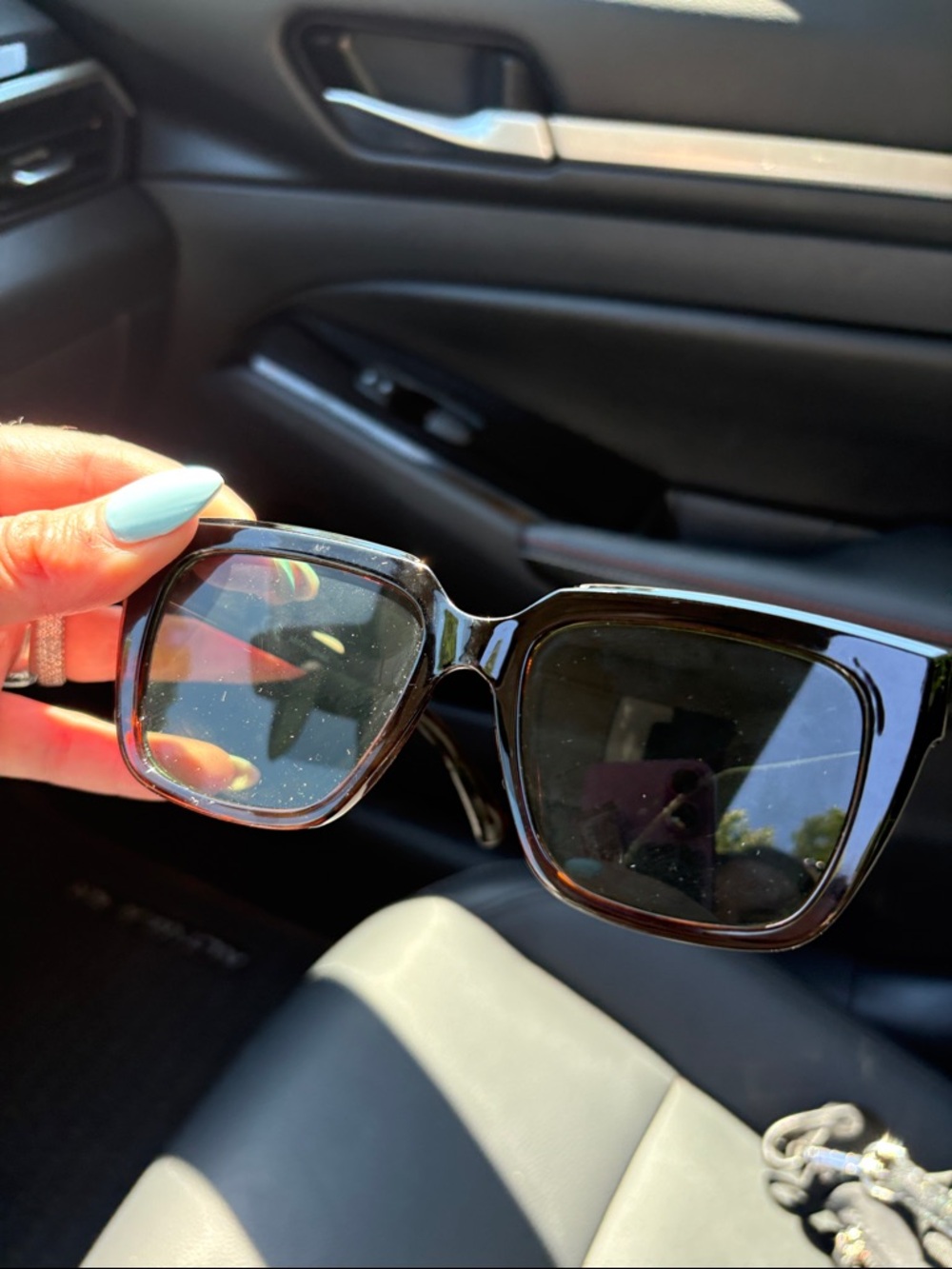 LOFT Rectangular Tortoiseshell Sunglasses with Green Lenses